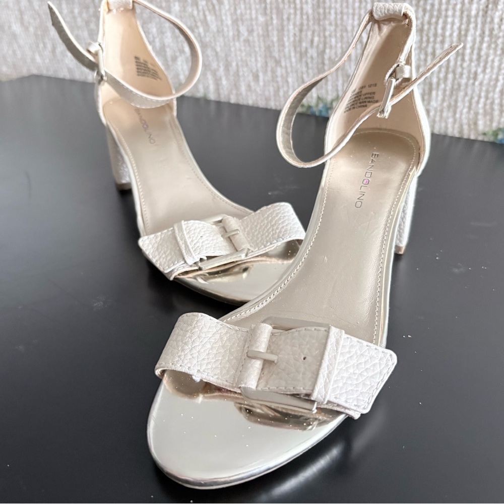 Women’s Ivory Ankle-Strap Block Heel Sandals